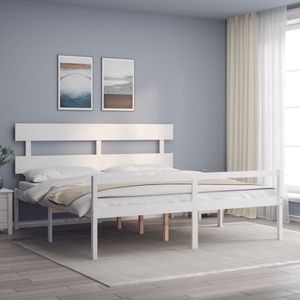 The Living Store Bed Grenenhout - Wit - 180 x 200 cm - Multiplex lattenbodem