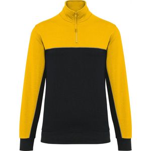 Sweatshirt Unisex XS WK. Designed To Work 1/4-ritskraag Lange mouw Black / Yellow 60% Katoen, 40% Polyester