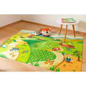 Kindertapijten.be - Boerderij Speelmat - 110x170cm - Ultrazacht - Anti-slip - Wasbaar - Boerderij Speeltapijt / Farm Speelkleed / Vloerkleed Kinderen / Kinderkamer Tapijt / Speelmat Baby / Speelhoek / Speelmatten / Groot Speelkleed / Boederij Tapijt