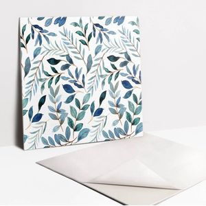 Tulup PVC Tegels - Twijgen En Bladeren Vinyl Tegels - 30 cm x 30 cm - Blauw Zelfklevende Vinyltegels - Set van 9 - Natuur Plaktegels - Vloer Tegels PVC - Plaktegels keuken en Badkamer