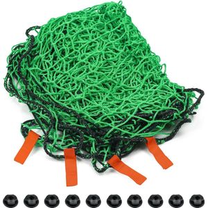 Aanhangernet, 1,5 x 2,2 m, met hoekmarkeringen, bagagenet, veiligheidsnet, aanhangernet met 10 dekzeilknoppen en 6 reflecterende banden, aanhangernet voor optimale ladingbeveiliging (groen