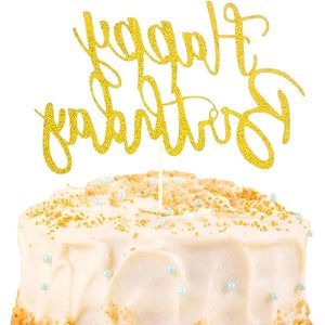 Happy Birthday taarttopper - Glitter taartdecoratie voor verjaardagen - Kindervriendelijk en voor volwassenen .