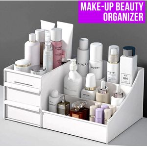 Allernieuwste.nl® Make-up Beauty Organizer Cosmetica Sieraden Opbergbox met 2 Lades - Deo Lippenstift Nagellak - Cadeau - WIT