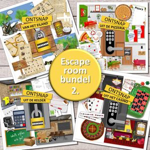 4x Escape room spel voor kinderen 8 t/m12 jr. – escape bundel 2 – download, print & speel – kinderfeestje