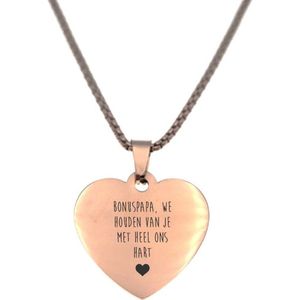 Ketting RVS - Hart - Rosegoud - Bonuspapa We Houden Van Je