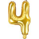 Partydeco - Gouden folieballon cijfer 4 - 35 cm