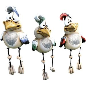 Keramiek Kippendecoratie, 3 stuks kippendecoratie, tuindecoratie voor buiten, figuren, kip, tuindecoratie, keramiek, kip, dierenfiguur, tuinsteker, keramische figuur, handwerk, ornament