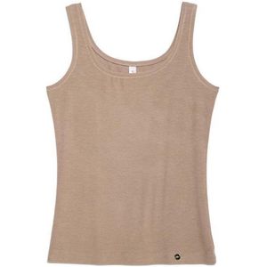 Basic topje, onderhemd, zijdezacht met stretch, latte/mokka-bruin, maat Medium (38).