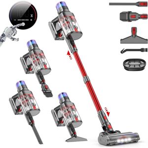 Goodivery® - Steelstofzuiger Draadloos - Steelstofzuigers - Snoerloze steelstofzuiger zonder zak - 600Watt - 1,8 Liter - 25x18x43cm - Rood/Zwart