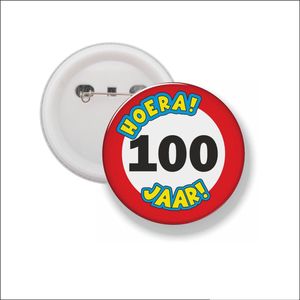 Button Met Speld 58 MM - Hoera 100 Jaar