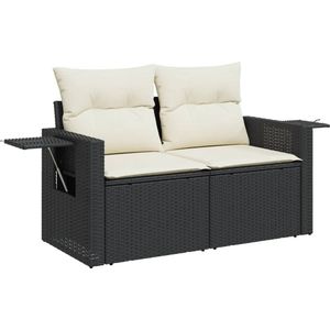 vidaXL-Tuinbank-2-zits-met-kussens-poly-rattan-zwart