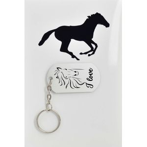 paard Sleutelhanger inclusief kaart - paard cadeau – paard  - Leuk kado voor je vriend om te geven - 2.9 x 5.4CM
