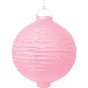 Partydeco - Decoratieve lampion licht roze LED 30cm - Lampion sint maarten - lampionnen - Sint maarten optocht - lampionnen papier
