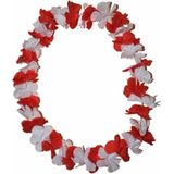 Toppers - Funny Fashion Hawaii krans slinger - kunststof - rood en wit - bloemenslinger