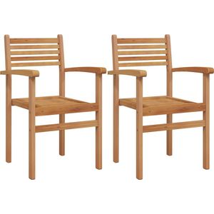 vidaXL - Tuin - stapelstoelen - 2 - pcs - Bruin - 55.5 - x - 55.5 - x - 90 - cm
