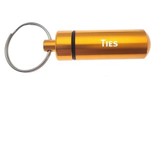 Sleutelhanger - Pillenkoker - Met Naam - Ties - Medicatie - Identiteitskoker - Goud