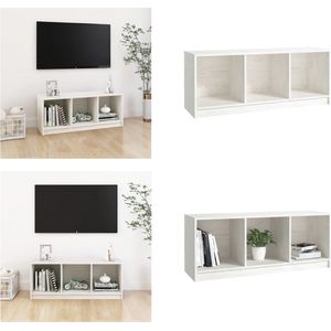 vidaXL Tv-meubel 104x33x41 cm massief grenenhout wit - Tv-meubel - Tv-meubels - Tv-meubelen - Tv-meubilair