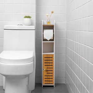 Vrijstaande toiletrolhouder, toiletpapieropslag, badkamerrek, toiletkast voor kleine ruimtes