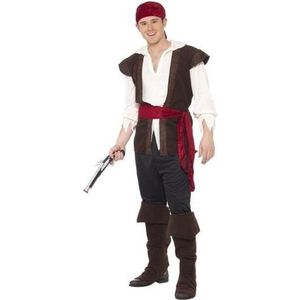 Zwart/wit/rood piraten kostuum voor heren - verkleedkleding 48/50