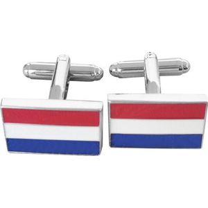 Amanto Manchetknopen Codey - 316L Staal  - Nederlandse Vlag  - 14x20mm