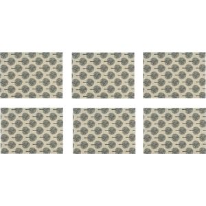 Krumble Placemat - Boom patroon - Set van 6 - Placemats - Borden onderlegger - Tafelbeschermer - Tafelaccessoires - Rechthoek - Katoen - Beige met antraciet - 30 x 40 cm