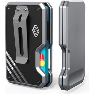 Minimalistische slanke portemonnee voor mannen met RFID-blokkering en voorvak creditcardhouder - titanium metalen geldclip - Magsafe portemonnee voor telefoonhoesjes