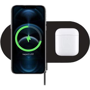 Dual Wireless Charging Pad - iPhone Galaxy S21/S20 Note 10 AirPods Pro Galaxy Buds+ - Compatibiliteit (geen voeding)
