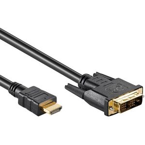 Powteq - DVI-D naar HDMI (en andersom) - 1 meter - Gold-plated - DVI-D Single link (18 + 1 pin) - Standaard HDMI