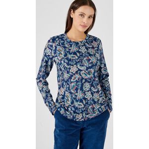 Damart - T-shirt in warm tricot met kasjmierprint - Vrouwen - Blauw - M