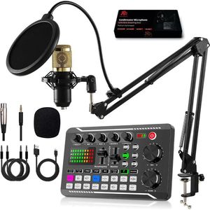 APO Electronics® - Podcast Starterspack - Condensator XLR Microfoon - Met Boom Arm - Streaming Deck - DJ Mixer