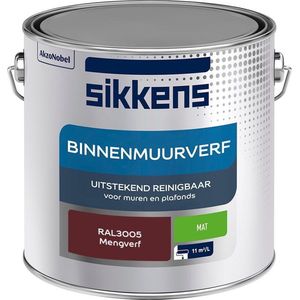 Sikkens - Binnenmuurverf - Muurverf - Mengkleur - Mat - RAL3005 - 2.5L