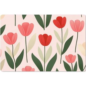 Muismat XXL - Bureau onderlegger - Bureau mat - Tulpen - Modern - Roze - 120x80 cm - XXL muismat