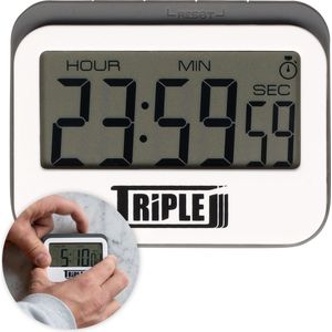 Triple J® Draadloze Digitale Klok – Digitale Wekker – Kookwekker – Magnetisch - Grijs