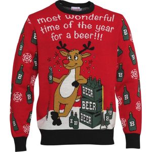 Foute Kersttrui Dames & Heren - Christmas Sweater ""Most Wonderful Time for a Beer"" - Mannen & Vrouwen Maat XL - Kerstcadeau
