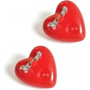 Set van 3x stuks knipperende hartjes broche rood 4 cm met lampje/lichtje - Valentijn/Huwelijk toppers