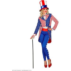 Widmann - Landen Thema Kostuum - Miss Stars En Stripes USA Slipjas Vrouw - Blauw, Rood - Medium - Carnavalskleding - Verkleedkleding