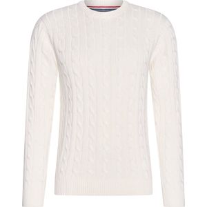 Cappuccino Italia - Heren Sweaters Cable Pullover Wit - Wit - Maat XXL