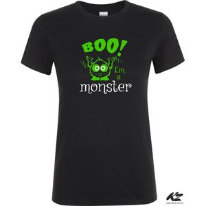 Klere-Zooi - Boo! I'm a Monster - Zwart Dames T-Shirt - L