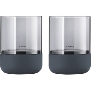 Blomus Calma Windlicht smoke 9,5 cm, 2 stuks