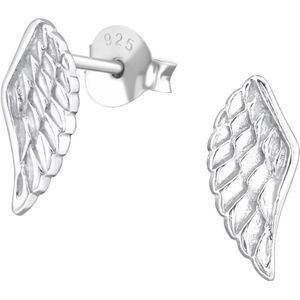 Joy|S - Zilveren vleugel oorbellen - 11 x 5 mm - engelenvleugels - oorknoppen
