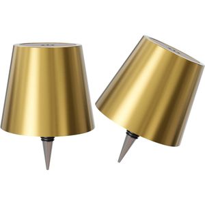 Dutch Standard Flessenlamp - Oplaadbaar - Tafellamp - Dimbaar - Aluminium - Waterdicht - Goud - 2 Stuks
