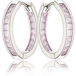 Juwelier Zwartevalk ZILVER (GERHODINEERD) OORBELLEN MET ZIRKONIA 22.047-P/20mm--