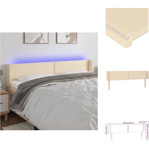 vidaXL Hoofdbord crème - LED-verlichting - Verstelbare hoogte - Comfortabele ondersteuning - Snijdbare LED-strip - Montagehandleiding inbegrepen - USB-aansluiting - Bedonderdeel