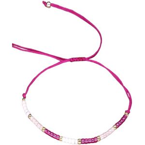 Armband Dames - Glaskralen - Verstelbaar - Paars en Roze