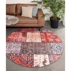 Rond patchwork vloerkleed - Fade No.1 rood/multi 76 cm rond