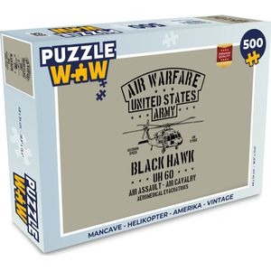 Puzzel Mancave - Helikopter - Amerika - Vintage - Legpuzzel - Puzzel 500 stukjes