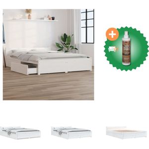 vidaXL Bedframe met lades wit 150x200 cm 5FT King Size - Bed - Inclusief Houtreiniger en verfrisser