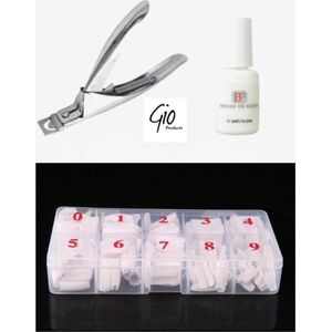 Nageltips 500 Stuks Wit French Manicure - Voordeel Set - French Manicure Wit Tips + Nagellijm 5ML + Tipknipper - Professionele markt