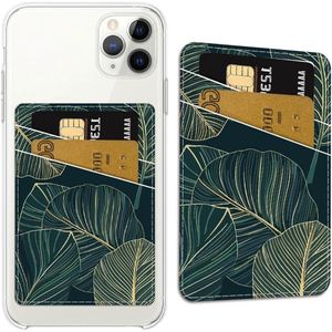 Telefoonkaarthouder Lederen Mobiele Telefoon Portemonnee Plakken Zelfklevende Creditcardhouder Smalle Dubbele Zakken Sticker Voor Achterkant Telefoon Hoes Compatibel Dames Groen 95 x .