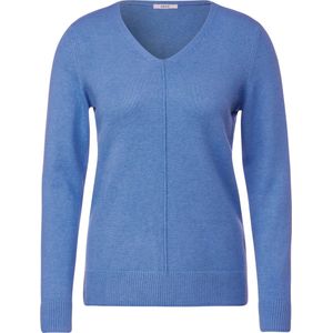 CECIL TOS Cosy mix rounded v-neck Dames Trui - water blauw - Maat XL